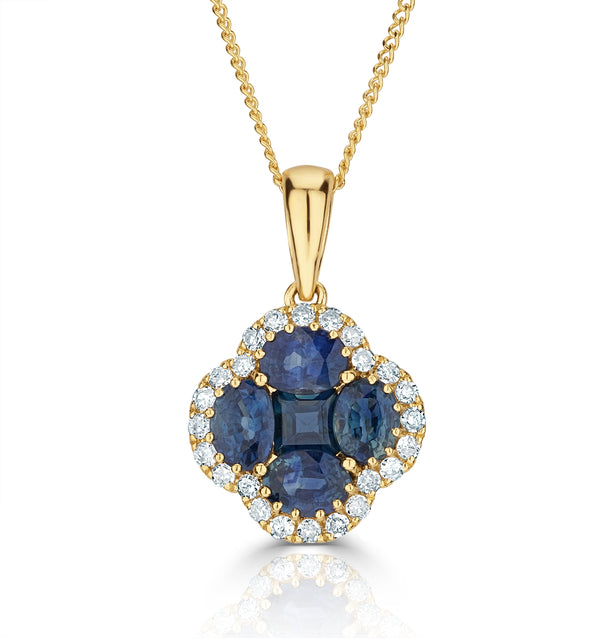 Sapphire 1.08ct And Diamond 18K Yellow Gold Alegria Necklace